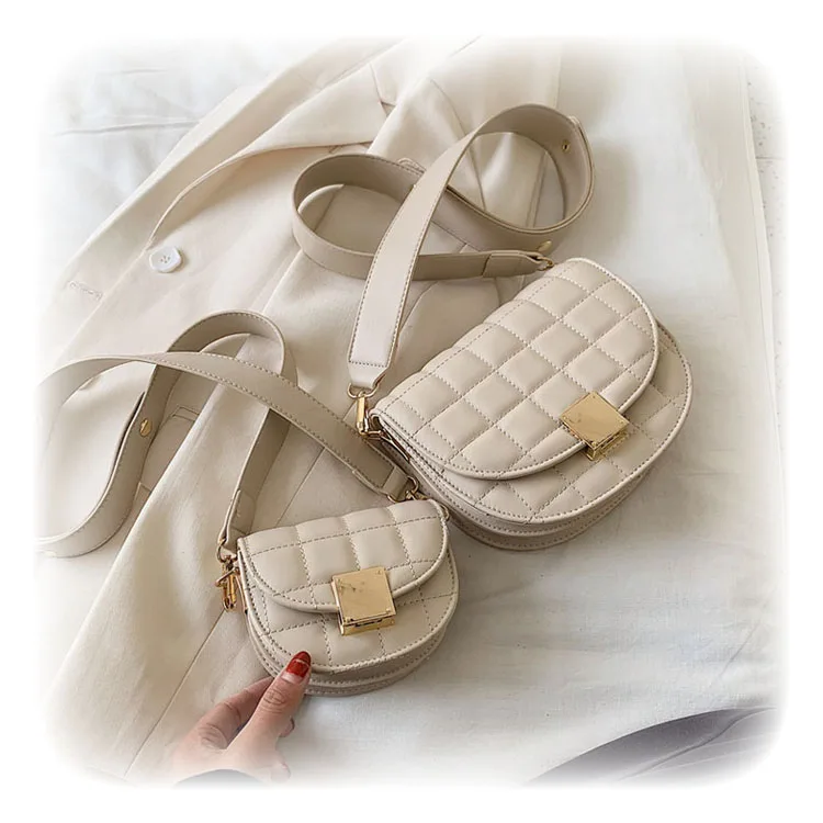 

Lingge Embroidery Bag Female Bag 2020 Popular Saddle Broadband Shoulder Bag Crossbody Saddle Handbag, 2colors