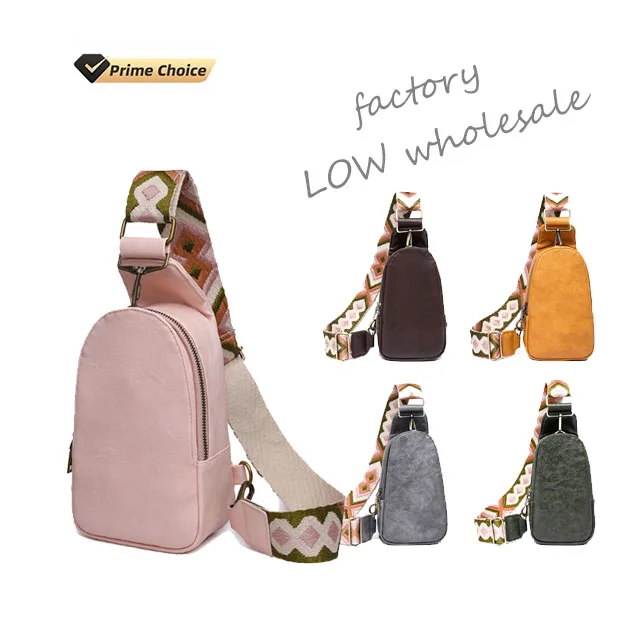 

LOW Wholesale women gril Guitar Strap Belt Bag custom Vegan leather fanny pack crossbody bag women chest bag