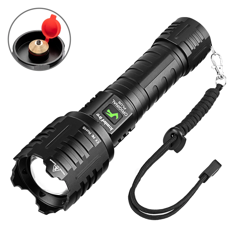 

XHP160 flashlight Type-CUSB charging input/output retractable zoom flashlight, Black