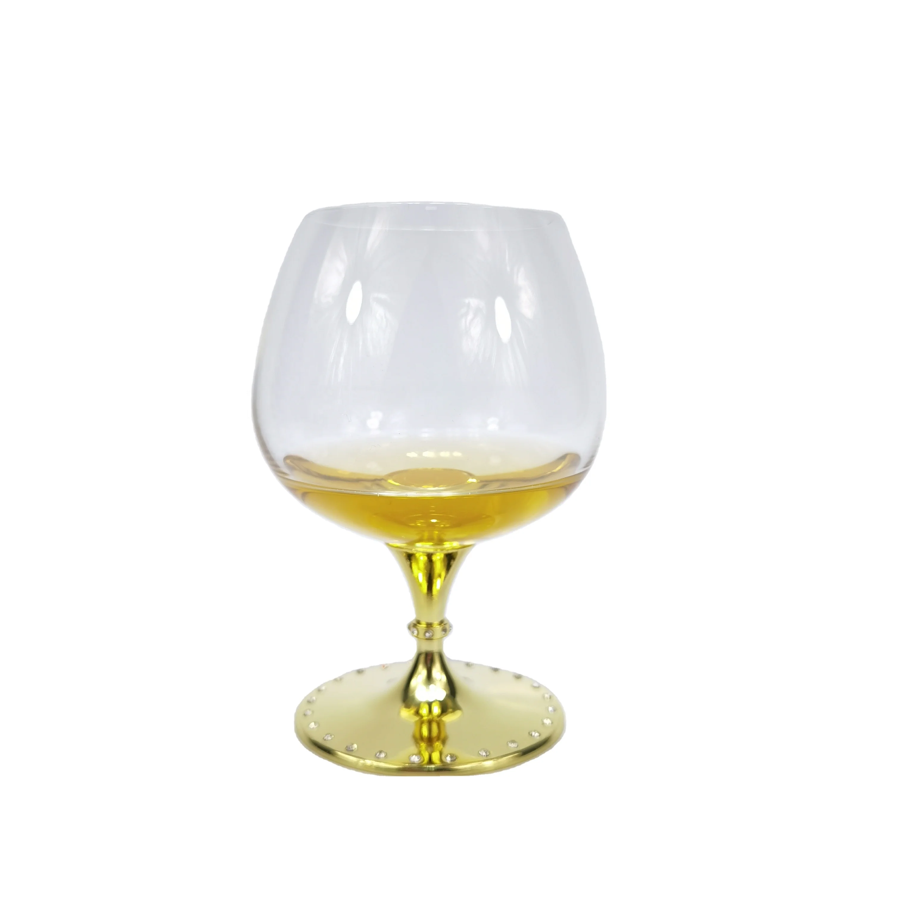 

Modern Vintage Elegant Design Detached Huge Crystal Brandy Bottle Wedding Customized Wine Glasses, Golden