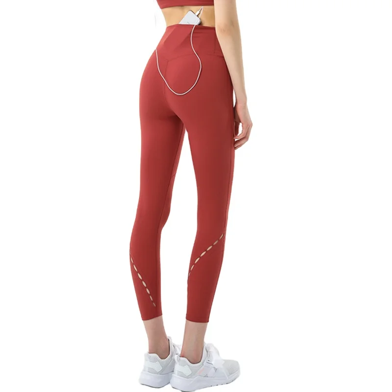

New women's hollow high waist nude feel yoga pants peach hip fitness pants tight stretch sports trousers yoga clothes