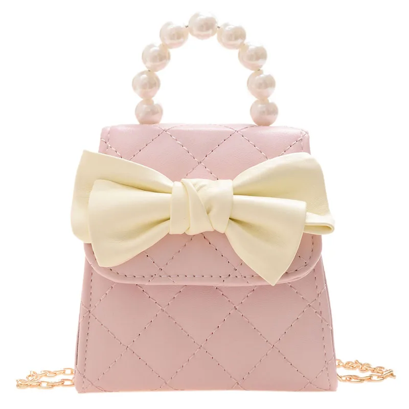 

kids bag Girl Princess Pu Leather Mini handbag small fragrance wind Diamond bow decorative bag fashion chain zero wallet, Customizable