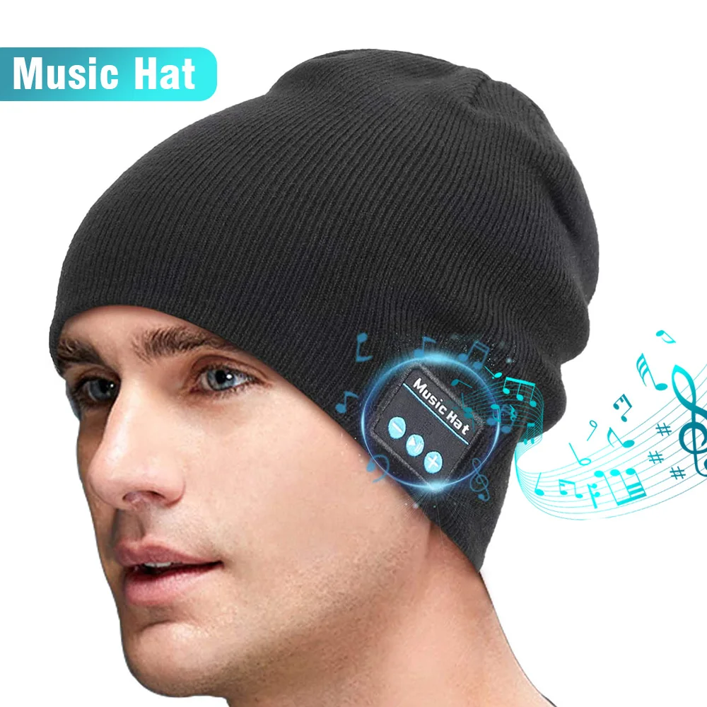 

2021 New Arrival Unisex Women Warm Smart Music Knit Beanies Hat Custom Wireless Earphone