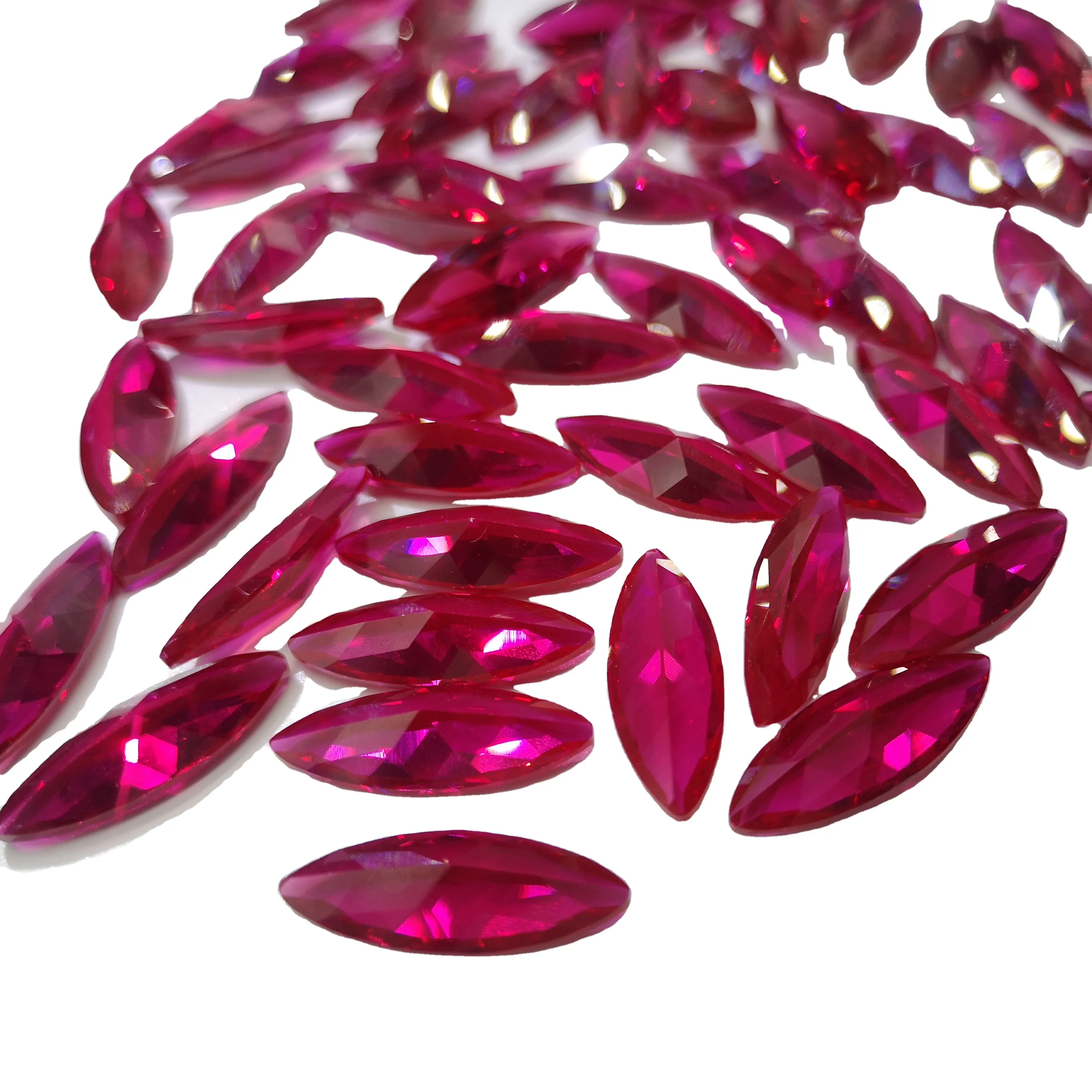 

RTS Factory wholesale corundum high quality Synthetic gemstone SQ red marquise loose ruby