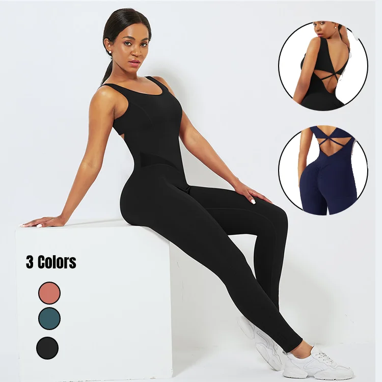 

Quality Assured Sport Jumpsuit For Women Deep V Neck Pure Color Active Wholesale Romper Design Your Own Logo, Green black pink red yellow blue