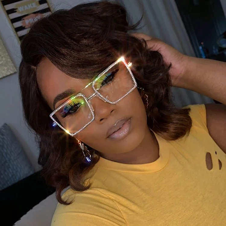 

2021 White Wholesale Shades Crystal Unique Square Diamond Womens Rhinestone Sun Glasses Women Sunglasses, Gold;silver;brown