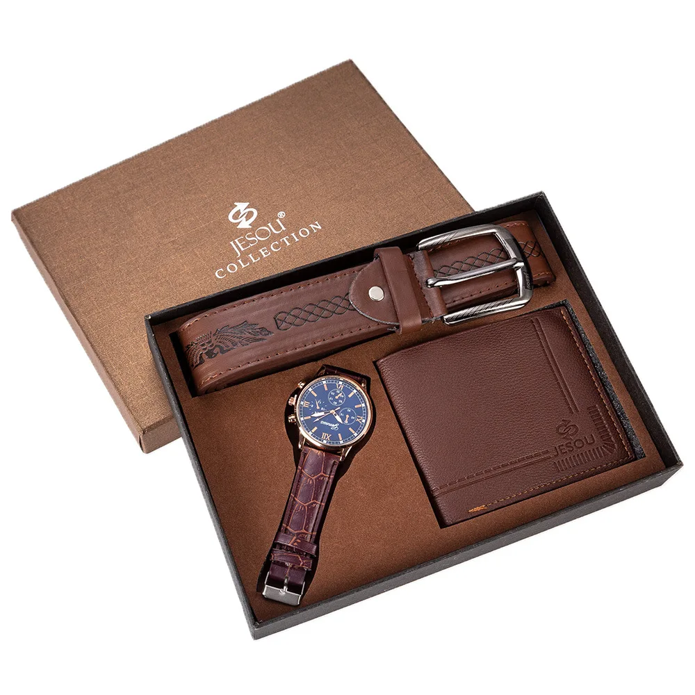 

Wholesale Durable Men Watch And Purse Set Pu Leather Belt Men Wallet Gift Set Men Watch And Wallets Set, Customized color