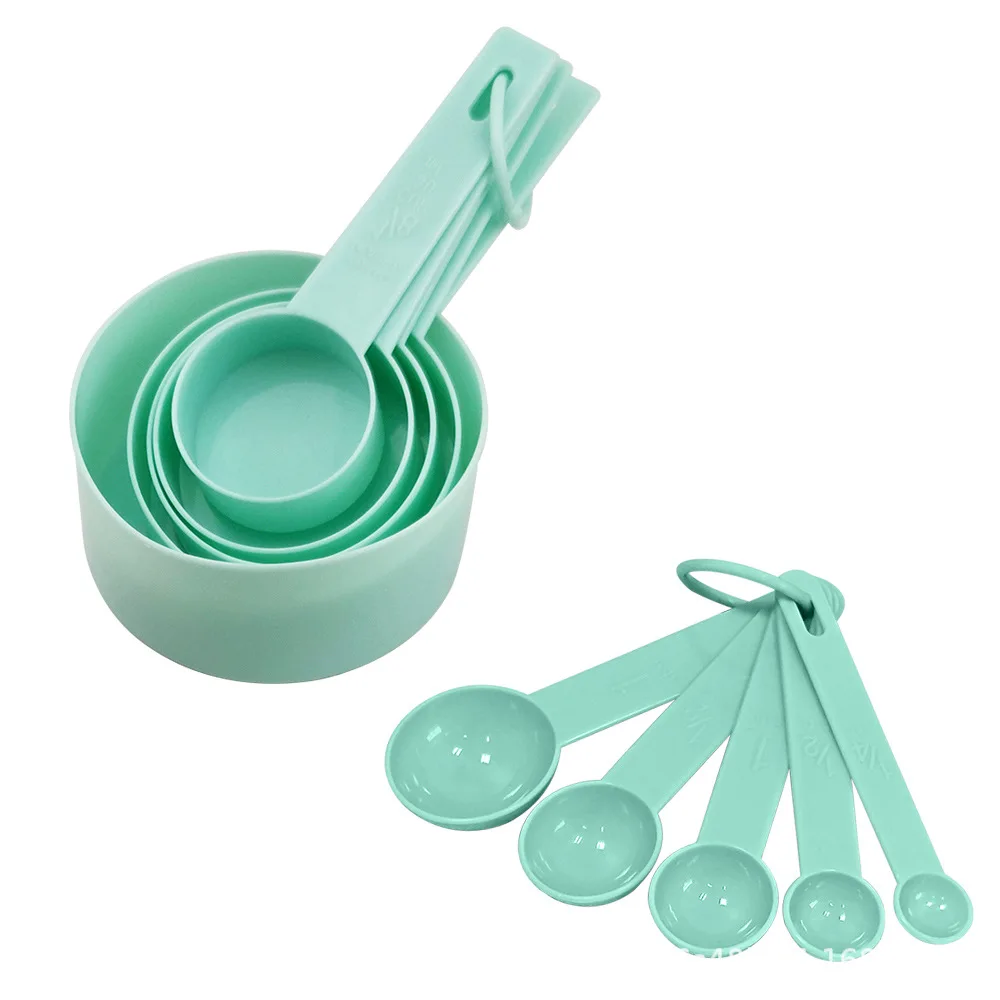 

Factory Price 10 Pieces Cooking Kitchen Measuring Spoon Plastic Cup Spoons Set, Pink/green/black/blue