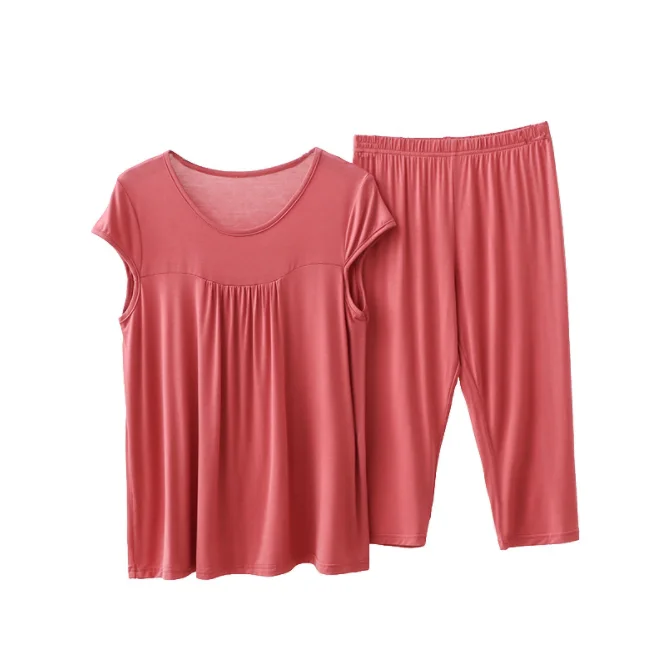

Plus Size Solid Colors Casual Loose Womens Summer Suits with Top and Pants ZGJ-0277