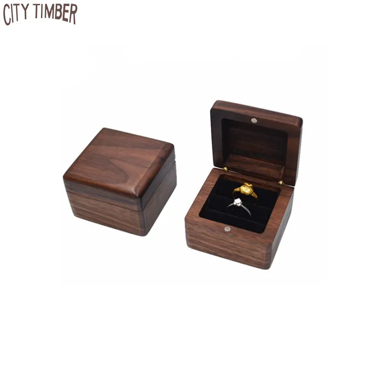 

High grade wood jewelry ring box for wedding gift, Natural wood color