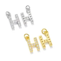 

DIY Beads Silver Gold Plated Pendant Filled Brass CZ Micro Pave Alphabet Beads 26 Letter Charm For Jewelry Bracelet Making