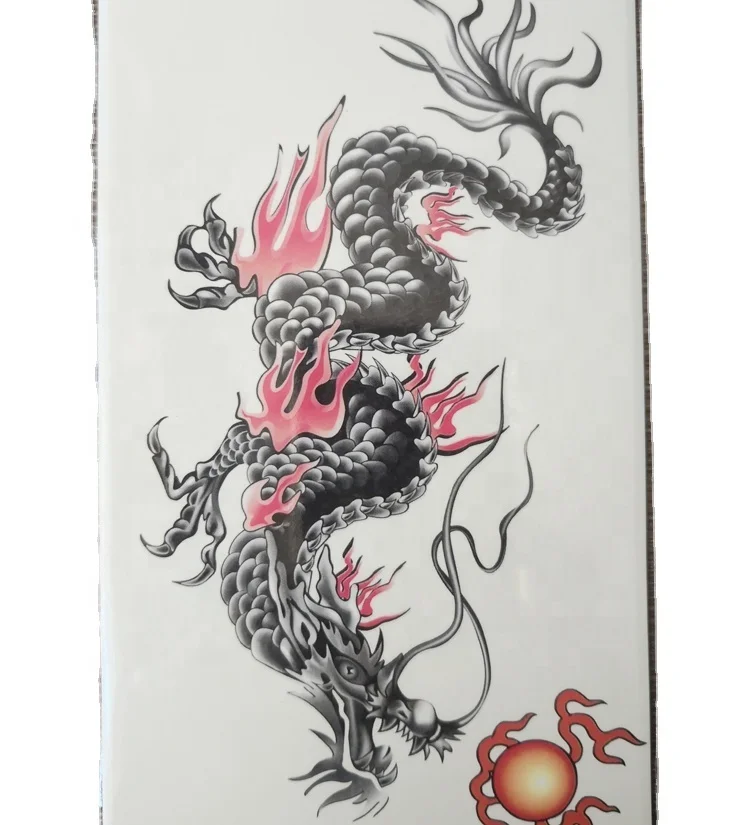 

2022 Made In China Non-Toxic Safe Ink Against Allergy Arm Dragon Water Temporary Tattoo Sticker, Cmyk