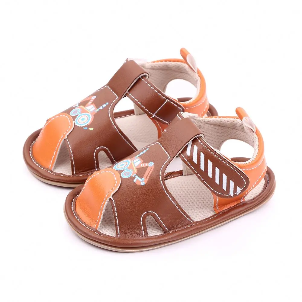 

Summer baby sandals boys breathable rubber sole high quality toddler shoes 0-1 year baby walking shoes, White/dark blue/brown