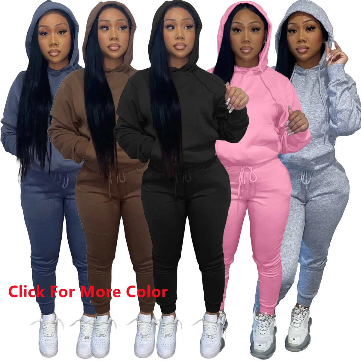 

Wholesale women clothing Winter Fall 2021 women clothes 2 piece hoodie set tracksuit jogger sweatsuit sweatpants and hoodie set