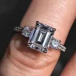 Simple Princess Cut Zircon Wedding Rings for Women
