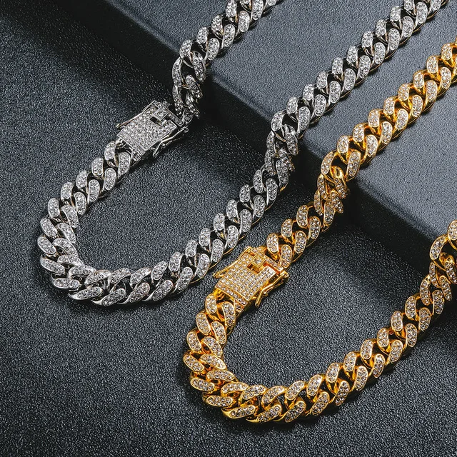 

Fashion Hip Hop Jewelry Iced Out Cuban Link Chain Necklace Bisuteria Men