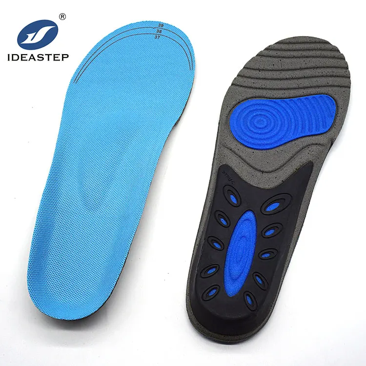 

IDEASTEP hotselling custom logo foot balance and shock absorbing breathable sports pu foam insole with metatarsal pads, Blue + black + gray