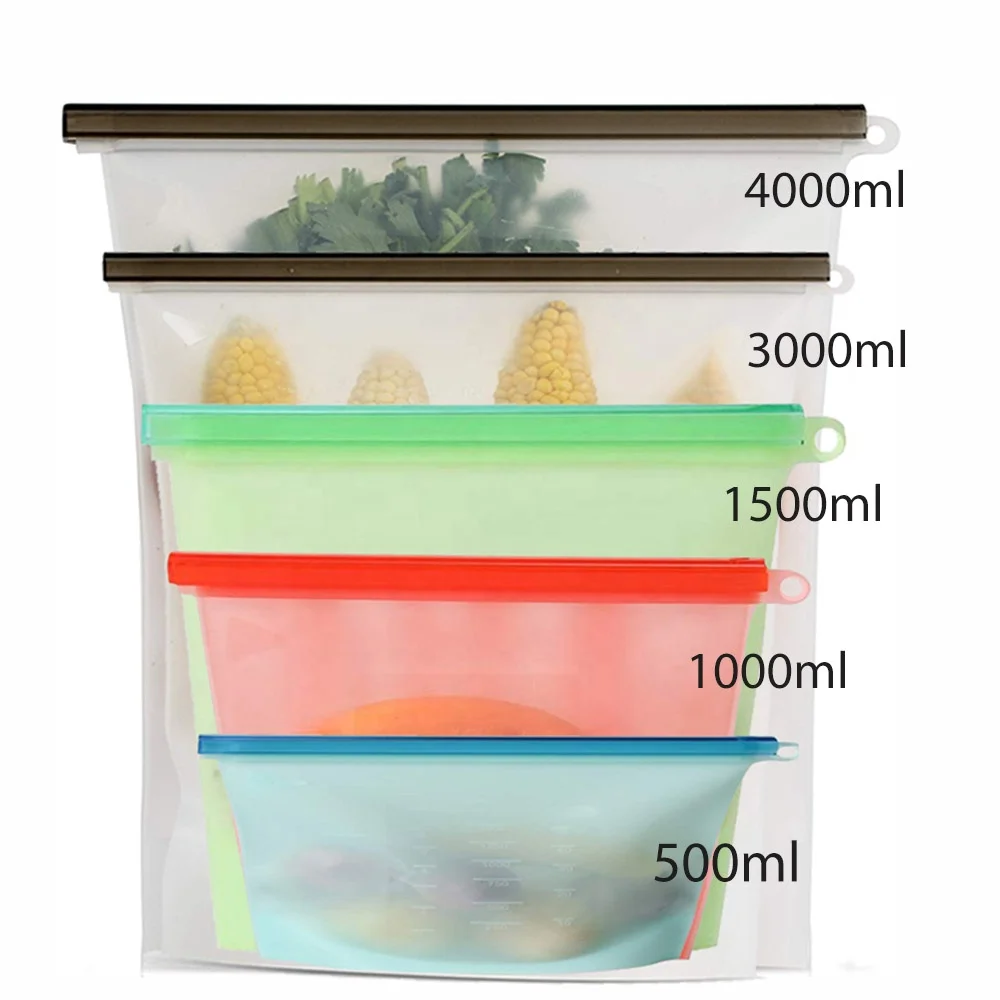 

Amazon Hot Selling Silicone Food Storage Bags Eco-friendly Washable Reusable Silicone Food Storage Bag, Common