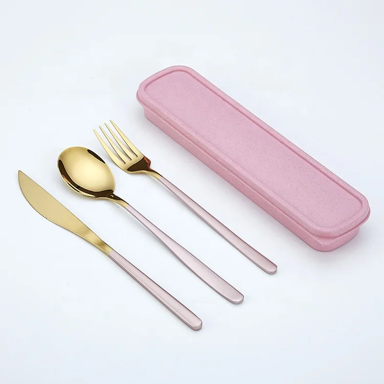 

304 Reusable Stainless Steel Flatware Cutlery Set with Case knife fork spoon Portable Lunch Utensils Set
