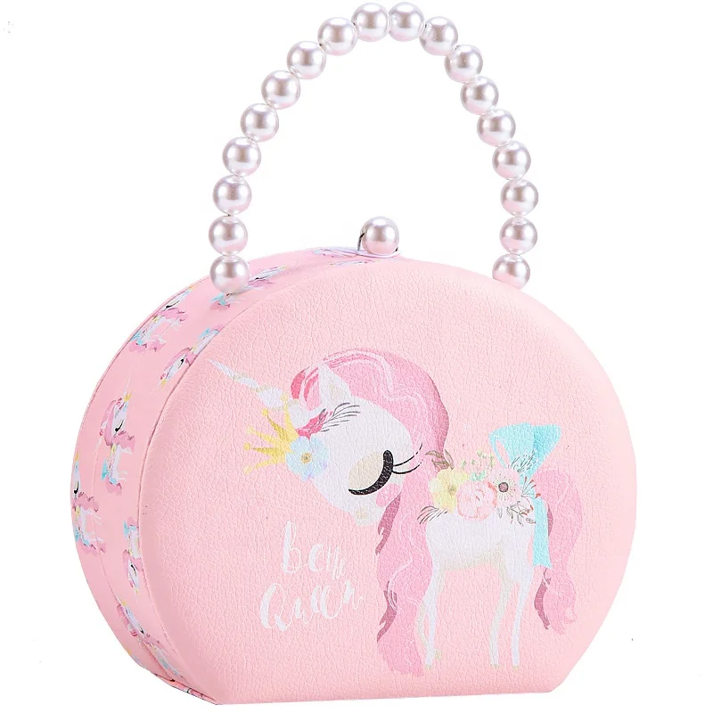 
Custom wholesale earring Ring Necklace PU leather pink jewelry box Girls travel organizer jewelry bag 
