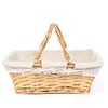 Empty rectangular woven natural wicker picnic hamper gift basket