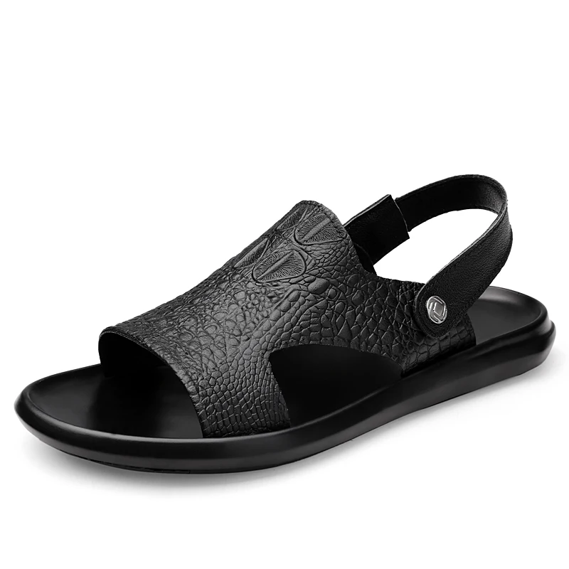 

Cow Leather Sandals Men Summer Breathable Men Sandal Outdoor and Home Dual Men Slippers