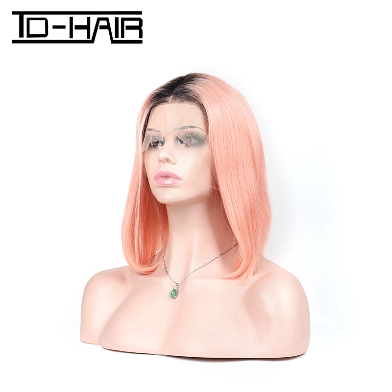 

Best quality 180% density Wholesale virgin human hair color bob wig Brazilian remy hair Pink wig vendor