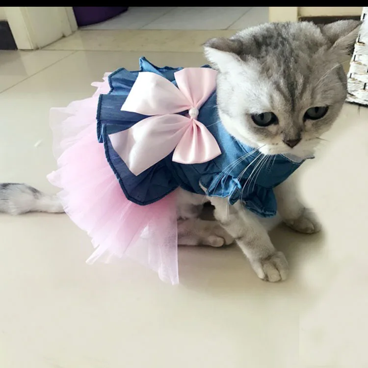 

2021 dog clothes pet cat skirt teddy princess dress new dog wedding pet, Pink