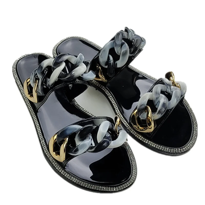 

2021 Factory Directly Wholesale Multi Color Pvc Slipper Lady Slipper With Chain