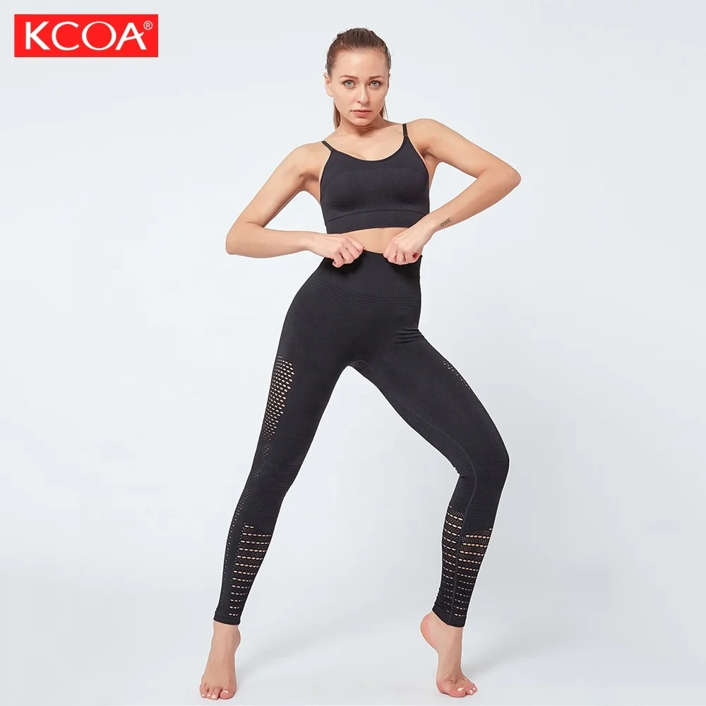 

KCOA Plain Two Piece Yoga Sets Gym Leggings Sets With Custom Logo, 6 colors