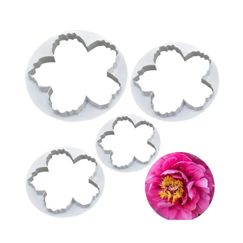 

Lixsun 4 Piece Peony Flowers Fondant Cake Sugarcraft Decorating Plunger Plastic Cookies Cutter Sets Stamp Mold, White