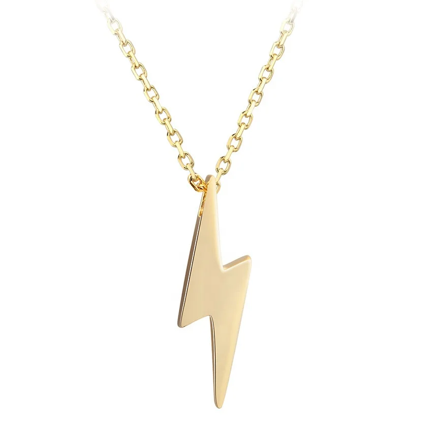 

Summer Hot Sale 18K gold plated Cool 925 Sterling Silver Thunder Jewelry Lightning Bolt Necklace Pendant necklaces