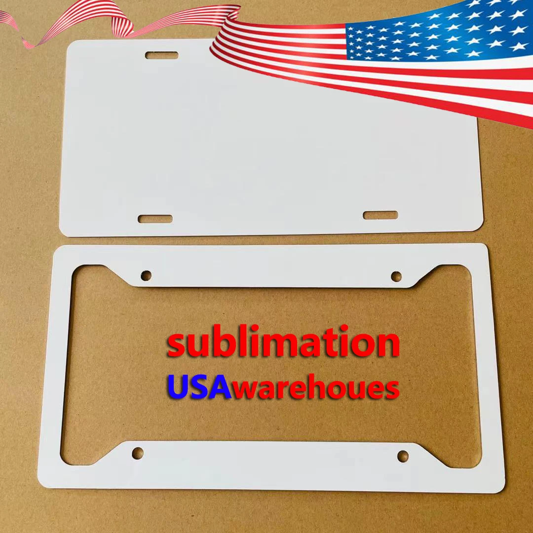 

US warehouse aluminum sublimation license plate frame blank Personalized Printing Car number Plates welcome Custom Mold open