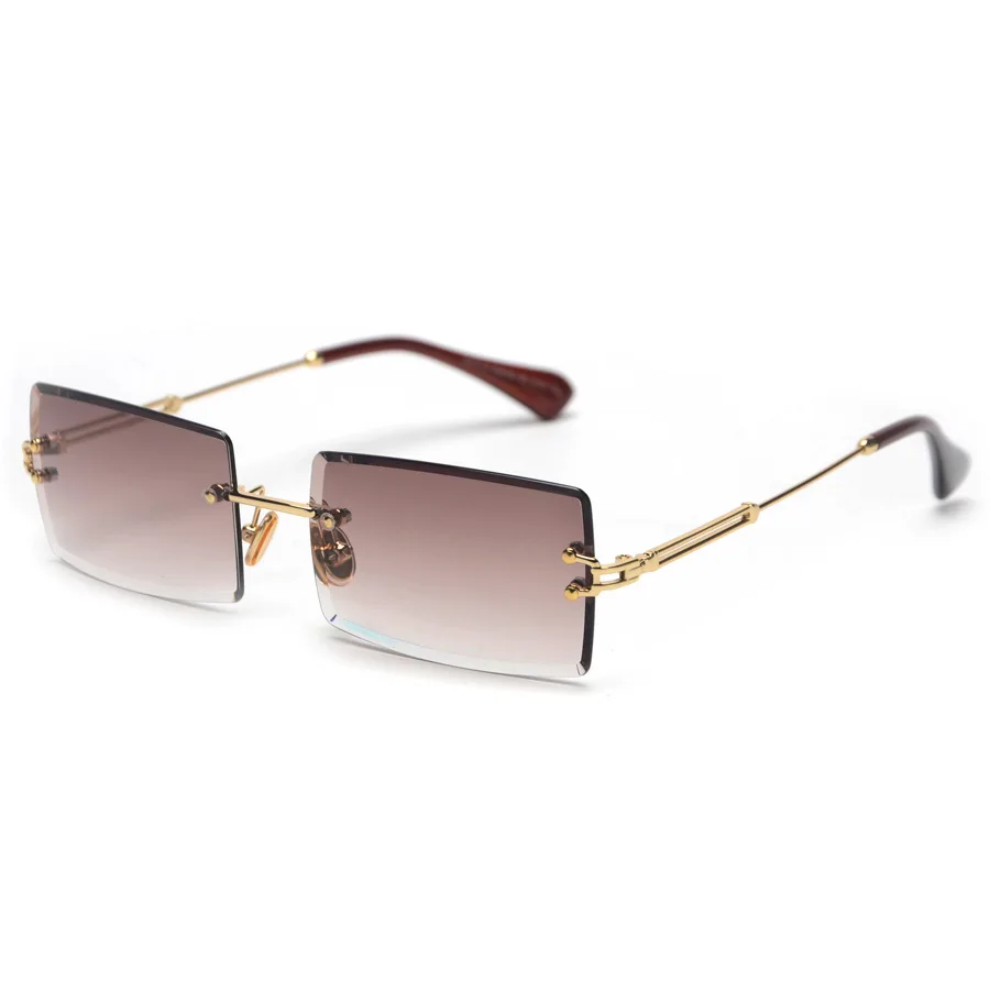 

31 Colors Fashion Newest 2021 Best Selling Thin Metal Frame Small Rimless Rectangle Sunglasses Women