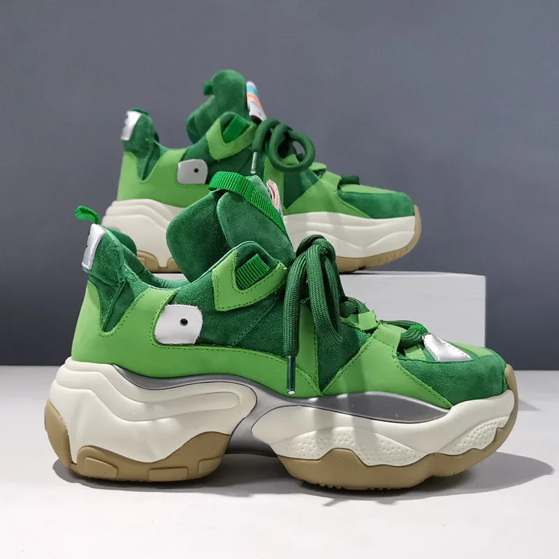 

2022 Spring New Fashion Sneakers Women Green Trendy Sports Shoes Platform Women's Casual Shoes