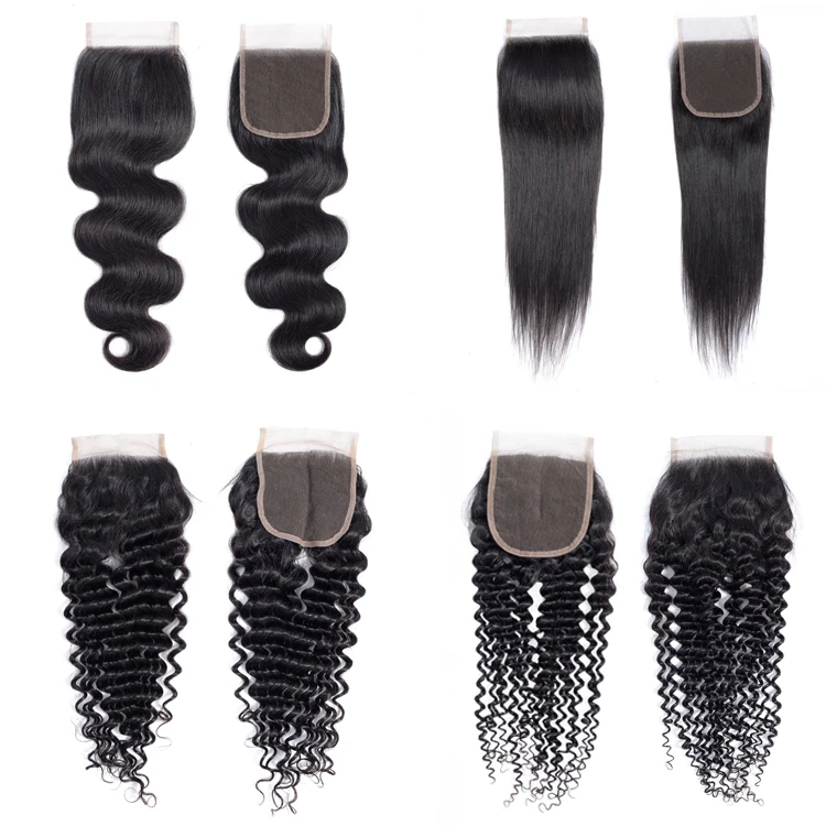 

Wholesale Virgin Vendors Cuticle Aligned Hair straight body wave curly hair 4X4 lace Closure, Natural colors