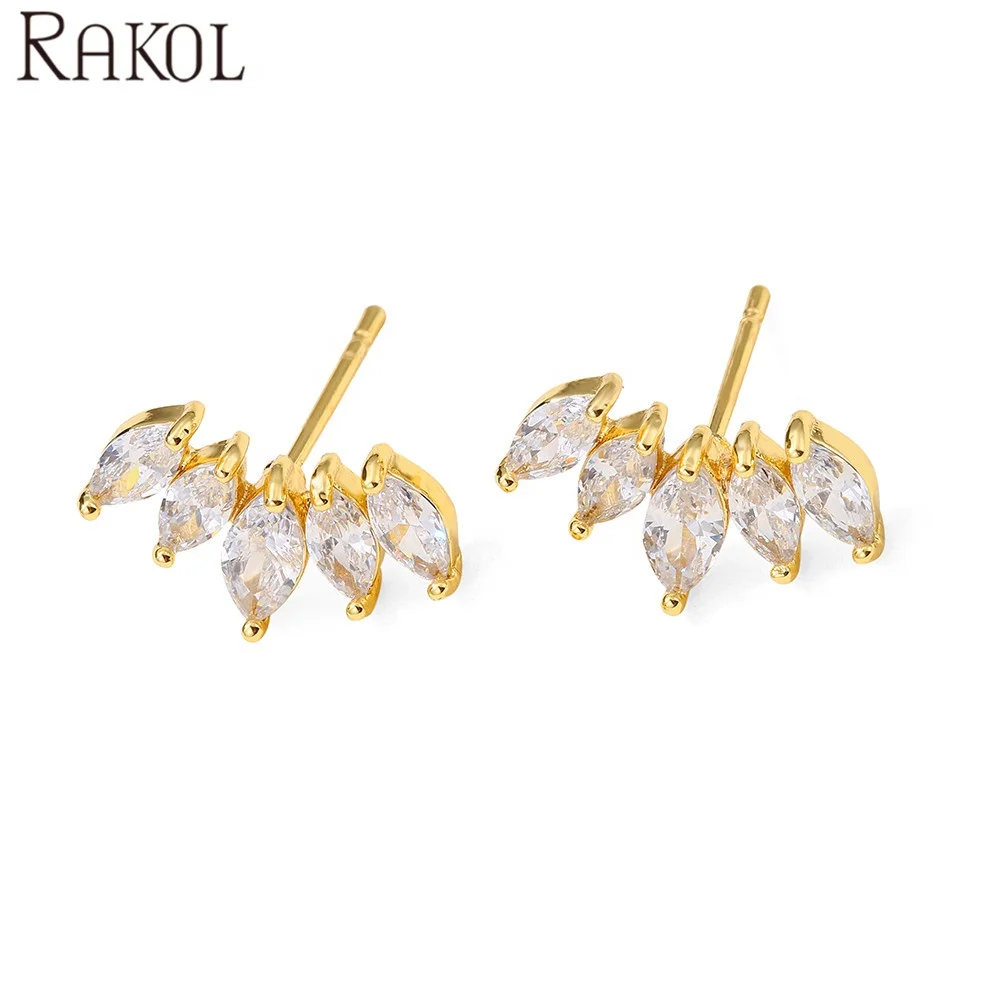 

RAKOL Small cubic zirconia earrings clip on ear studs accessories for women E2806