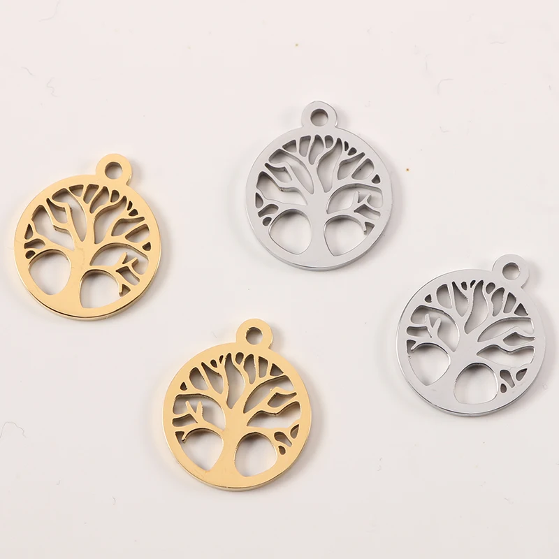 

Cheap Wholesales Tree Charms New Stainless Steel Gold Plated Custom Bracelet Bangle Pendant Charms