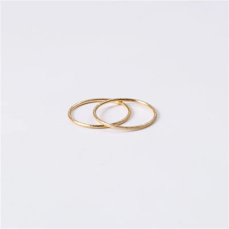 

High End 18K Plain Gold Matt Surface Dainty Rings Stainless Steel Trendy Simple Gold Plated Jewelry