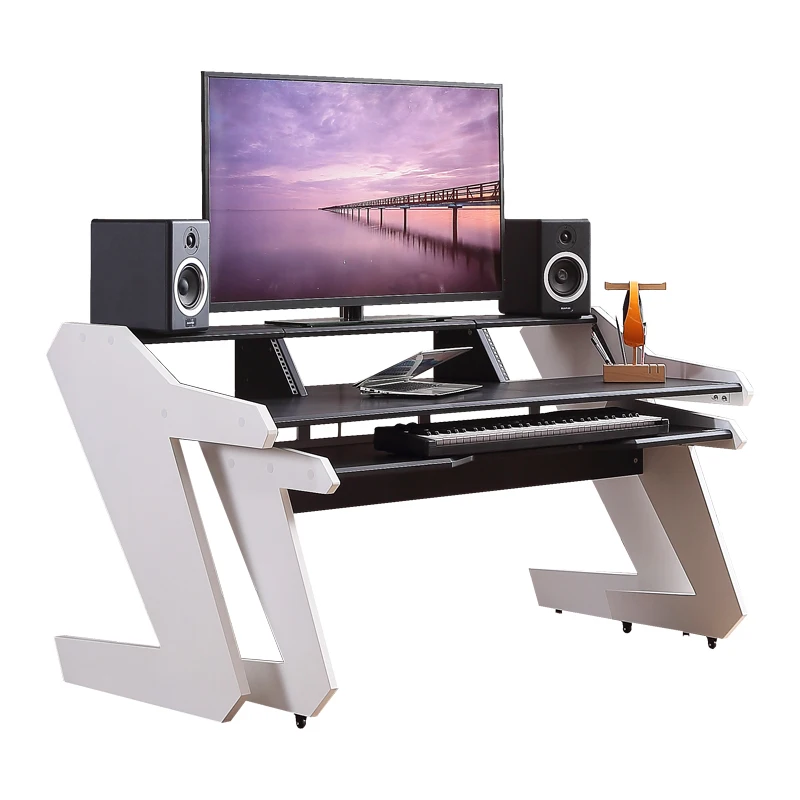 

Other Home Audio Desk Premium Recording Studio Desk Solid Wood Audio Furniture for Audio Studio, Black or white