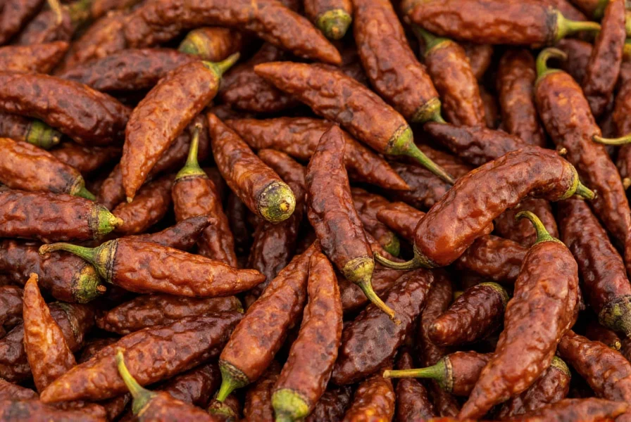 Close-up view of Senegal pepper pods showing distinctive brown color and textured surface