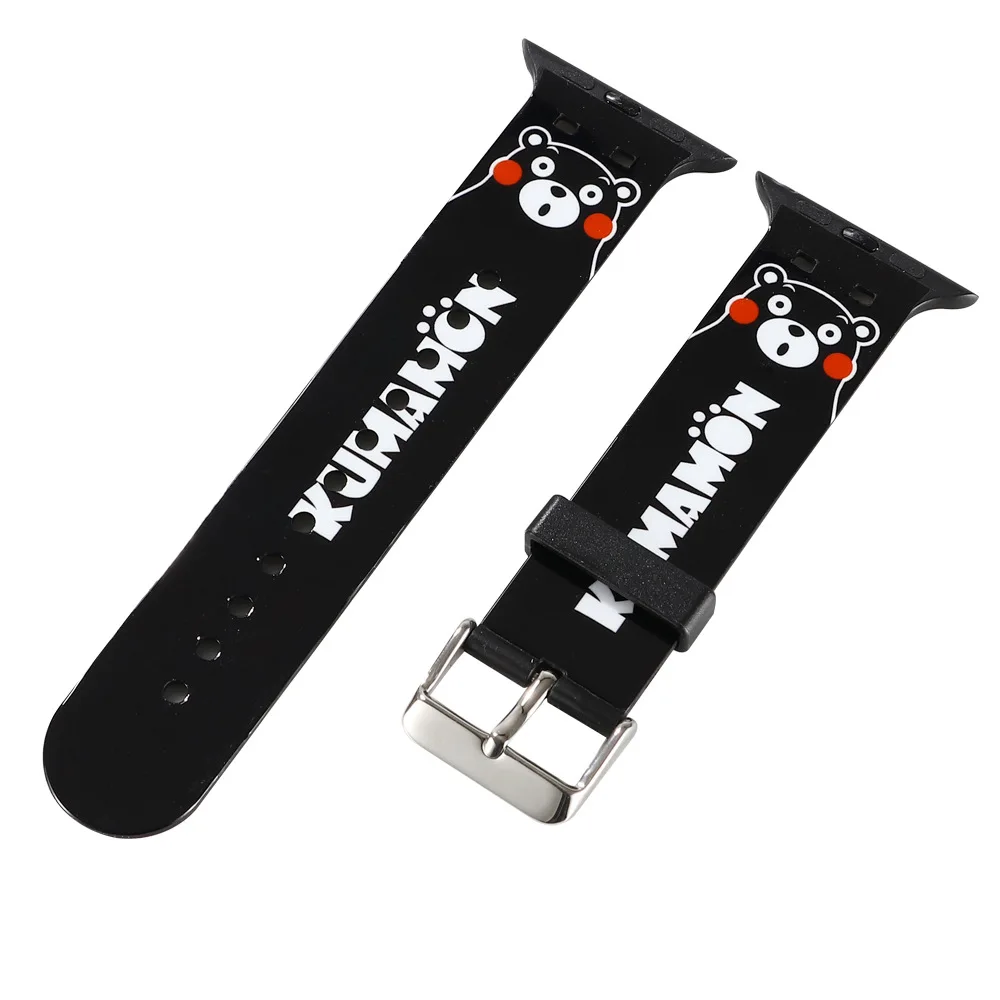 

Animal Japan cartoon Kumamon Bear band for Apple Watch for iWatch 42mm 44mm Anime Silicone Strap free shipping, Colorful