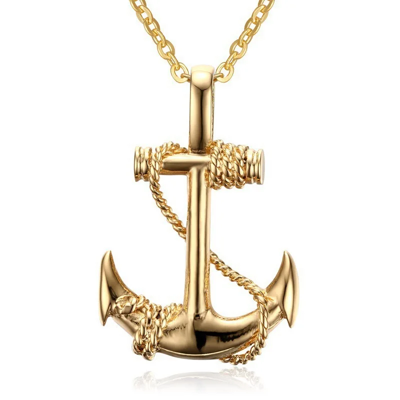 

wholesale anchor necklace pendant Stainless steel Caribbean Pirates necklace, Gold,silver,black