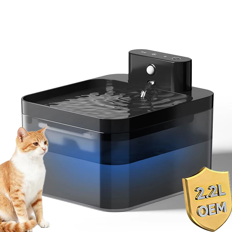 2.2L/74.4Oz Wireless Cat Water Fountain Automatic Pet Water Dispenser 2000mah Smart Cat Fountain Quiet Operation Sensor Fountain
