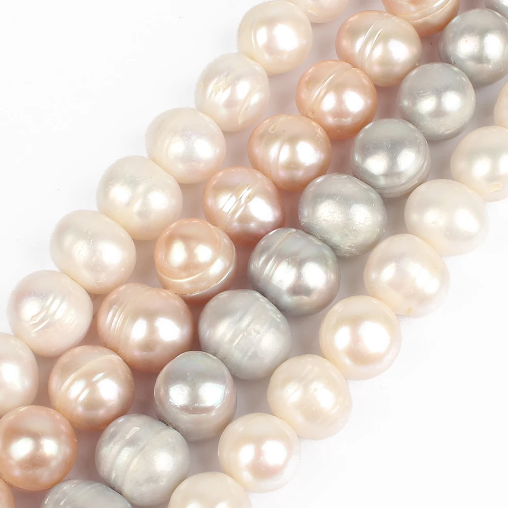 

Wholesale 10-11mm White/Pink/Grey Round Pearl Beads for Bracelet Necklace Making