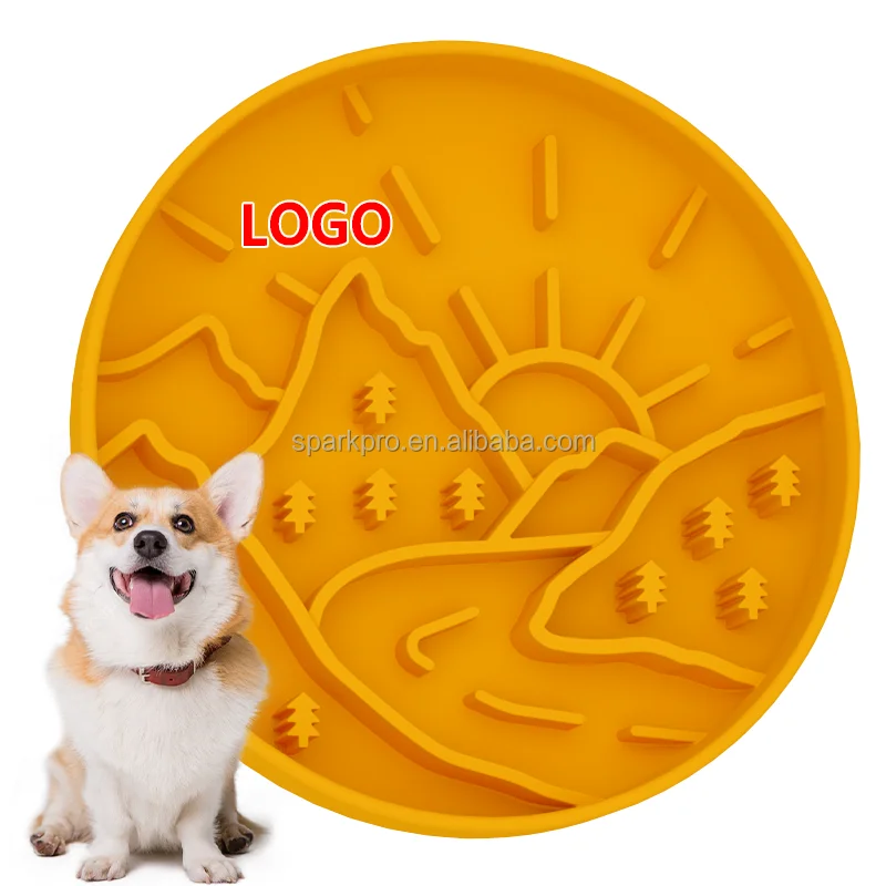 Customized Dog Bowl Great Outdoors Design Enrichment Feeding Food Grade Pet Silicone Slow Feeder Bowl