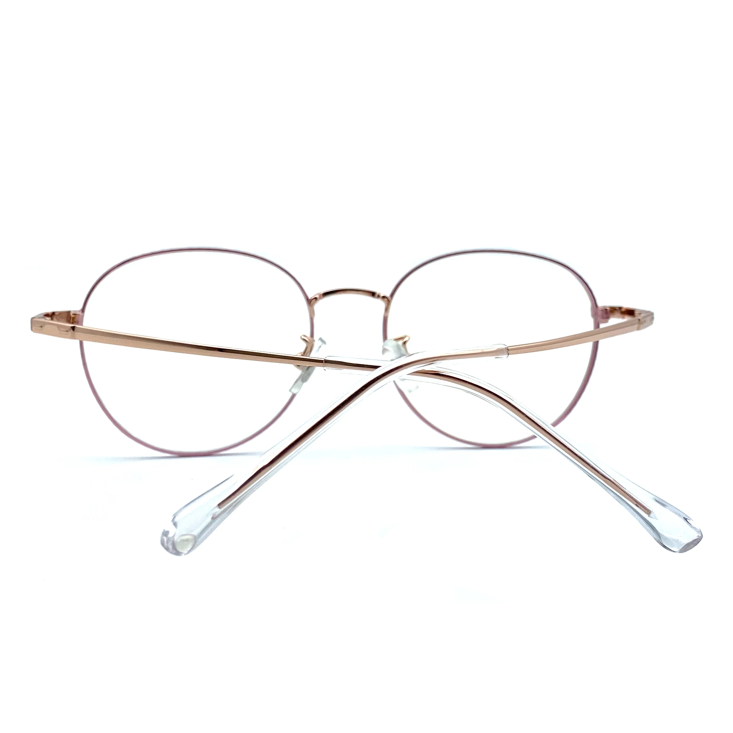 

Stylish Woman Cutting Packaging Light Blocking Round Mettalic Frame Eyestrain E Photochromic And Ray Anti Blue Glasses