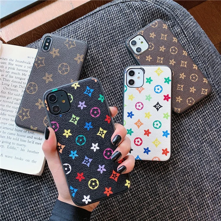 

2021 New Design Fashion Brand Luxury Leather Tpu cell phone case Back Cover 12 Pro max 11 Xs Max Xr 7 8plus For Iphone 12 Case