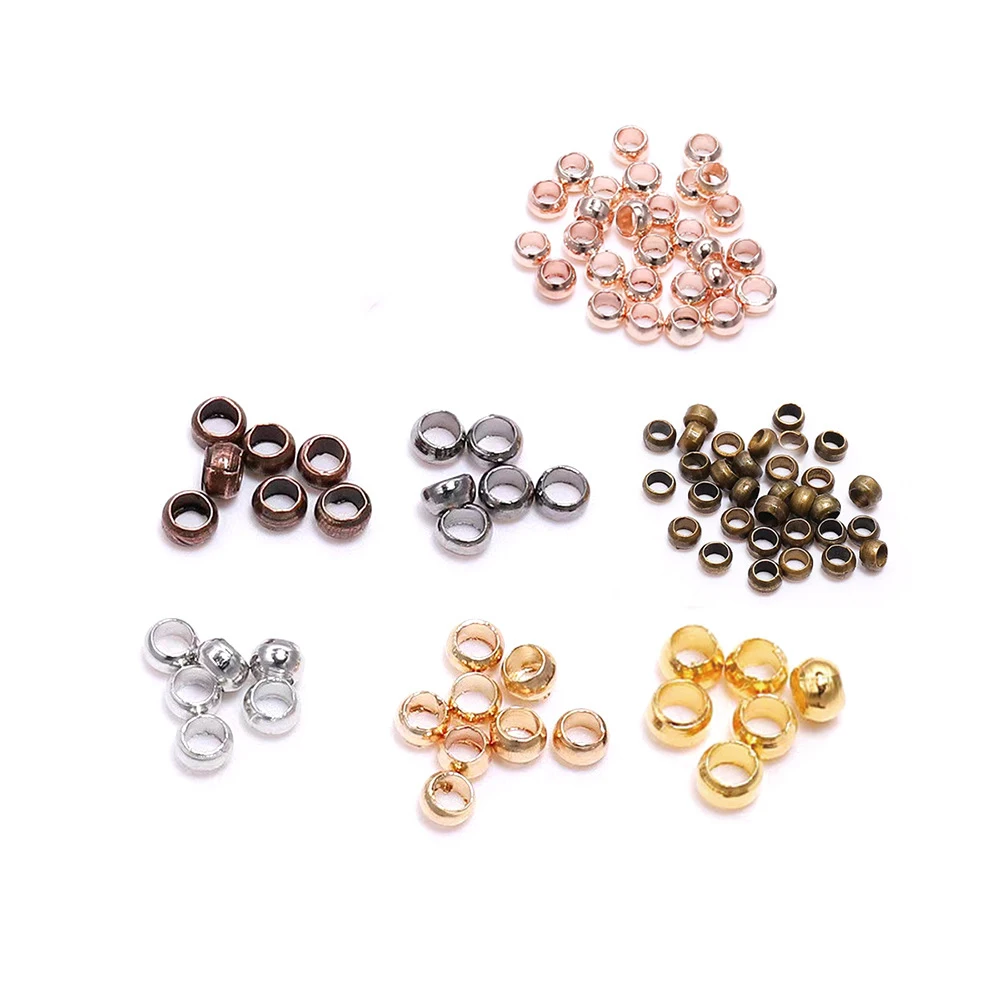 

1000pcs/bag Round Crimp Beads Alloy Stopper Beads Spacer Loose Beads For DIY Handmade Jewelry Making Making Accessories