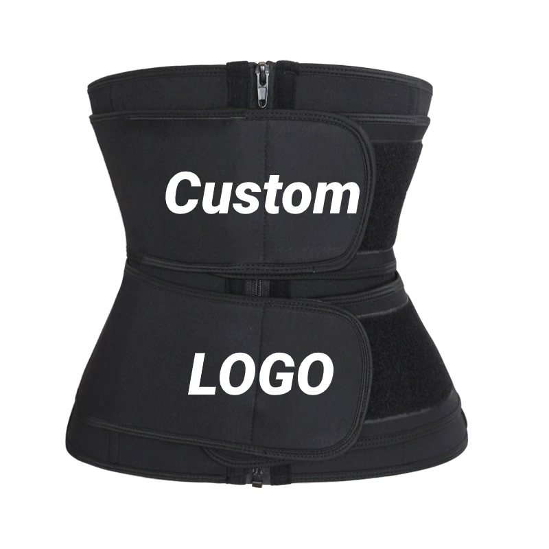 

NANBIN Plus Size Faja Custom Logo Waist Trainer Women Double Belt Corset, As shown